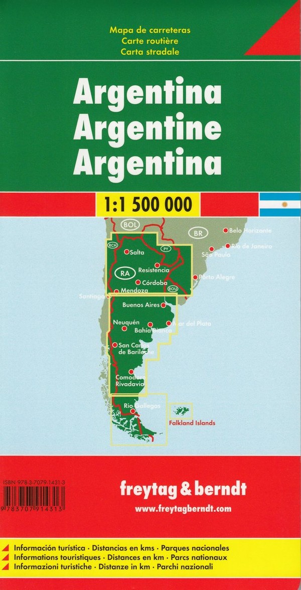 Argentinen Road map / Argentyna Mapa samochodowa Skala: 1:1 500 000
