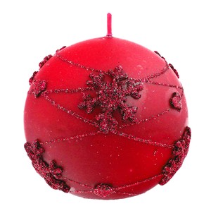 Snowflakes Świeca ozdobna czerwona- kula duża 12cm