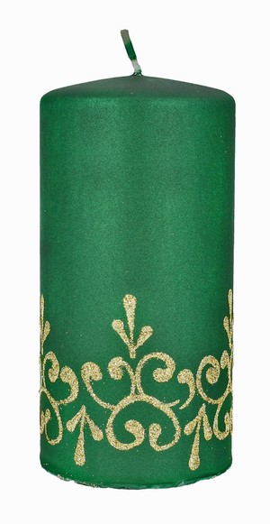 Boże Narodzenie Tiffany Świeca ozdobna - walec średni zielony