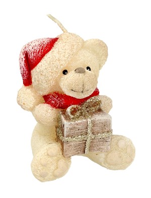 Boże Narodzenie Teddy Świeca ozdobna - figurka kremowa