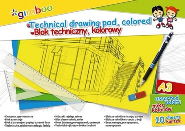 Blok techniczny Gimboo A3 kolorowy 10 kartek