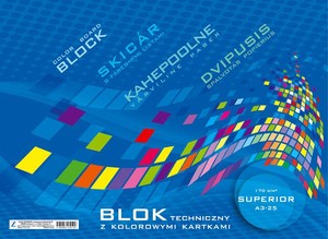 Blok techniczny z kolorowymi kartkami A3 25 kartek Superior