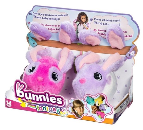 Bunnies fantasy dwupak króliczki różowo-fioletowy i biało-fioletowy