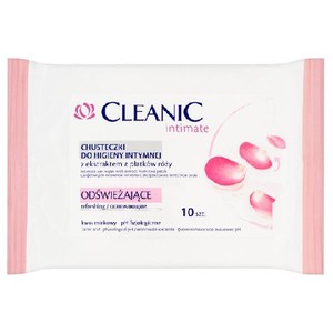 Cleanic Intimate Chusteczki do higieny intymnej odświeżające z ekstraktem z płatków róż