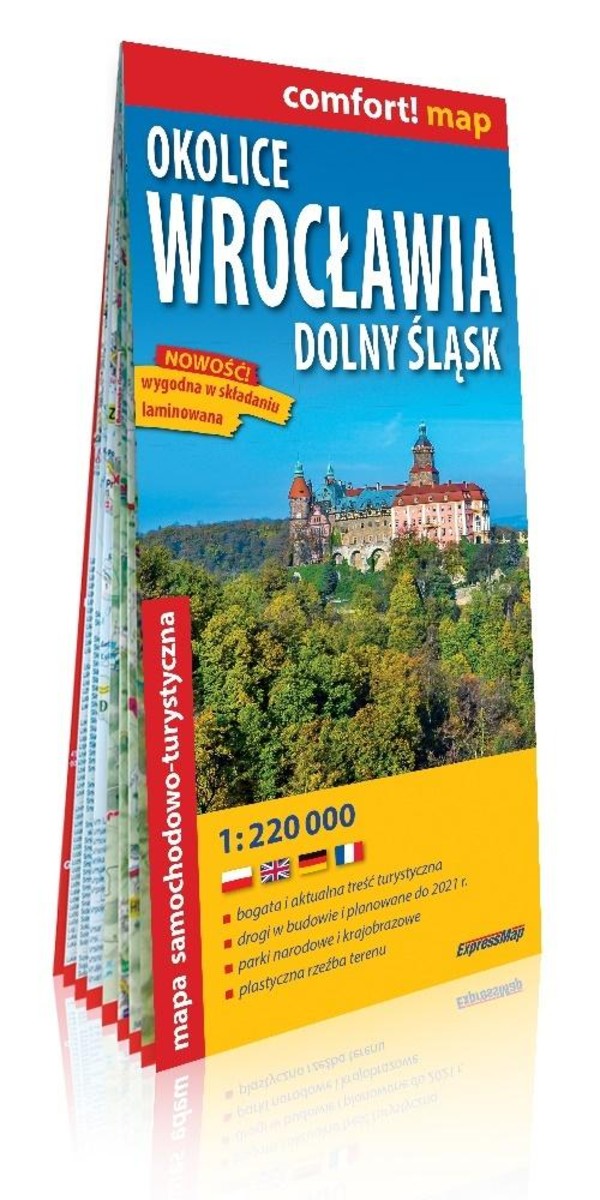 Okolice Wrocławia, Dolny Śląsk mapa turystyczna Skala: 1:220 000 Comfort!map