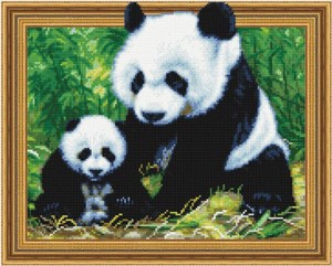 Diamentowa Mozaika 5D Panda z młodym 40x50cm