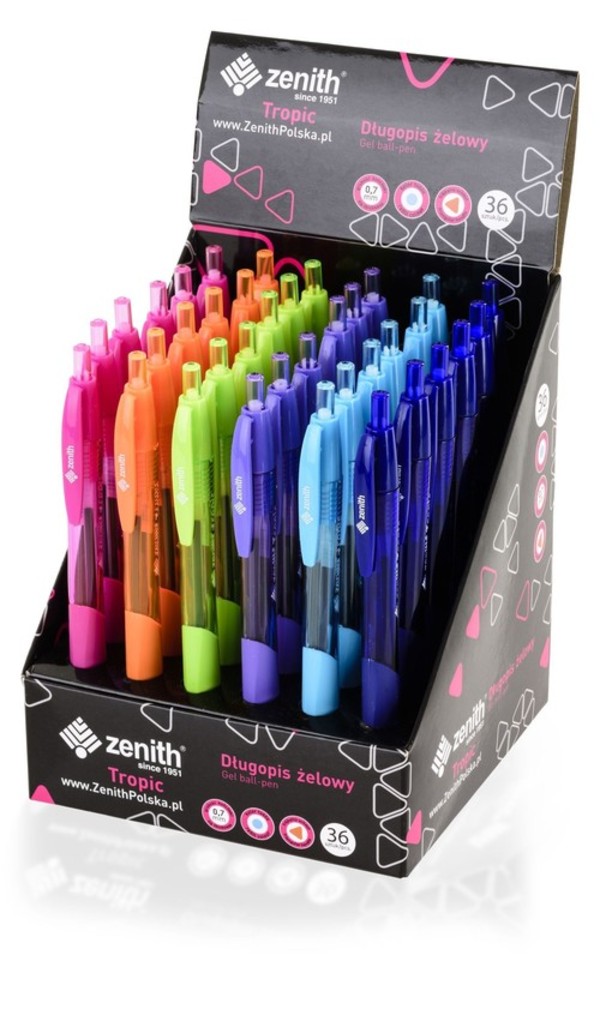 Długopis automatyczny z trójkątnym uchwytem Zenith Tropic display 36 sztuk