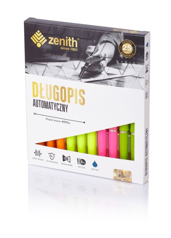 Długopis automatyczny Zenith 7 Fluo - box 10 sztuk mix, cena za 1 szt