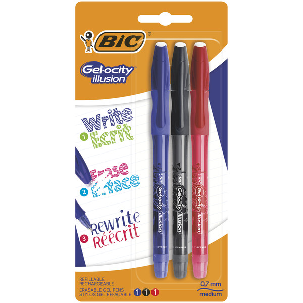 Długopis wymazywalny BIC Gel-ocity Illusion 3 kolory