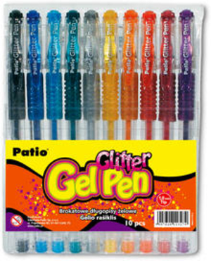 Długopisy żelowe brokatowe 10 kolorów