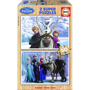 Puzzle Drewniane Kraina lodu / Frozen 2x50 elementów
