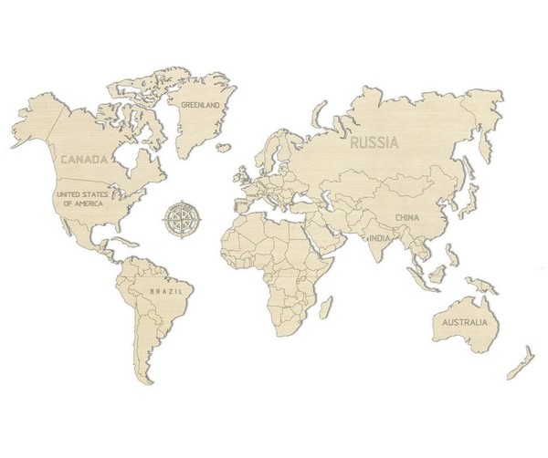 Puzzle drewniane 3D Mapa Świata 29 elementów