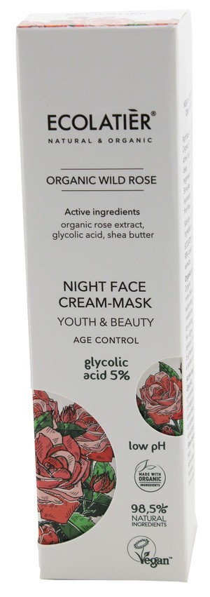 Organic Wild Rose Krem-maska do twarzy przeciwstarzeniowy na noc do cery dojrzałej