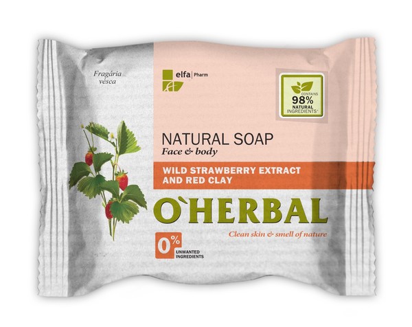 O`Herbal Naturalne mydło w kostce z Poziomkami Leśnymi i czerwoną glinką