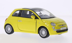 Fiat 500 2007 (yellow) Skala 1:24
