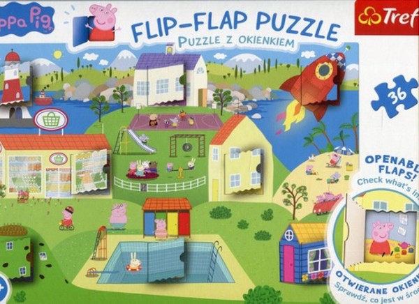 Puzzle Flip-Flap Puzzle z okienkiem Świat Świnki Peppy 36 elementów