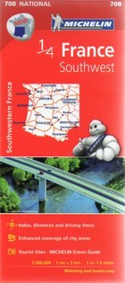 France Southwest Road map / Południowo-zachodnia Francja Mapa samochodowa Skala 1:500 000