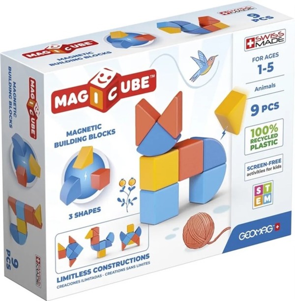 Geomag Magicube 3 Shapes Recycled Animals 9 elementów