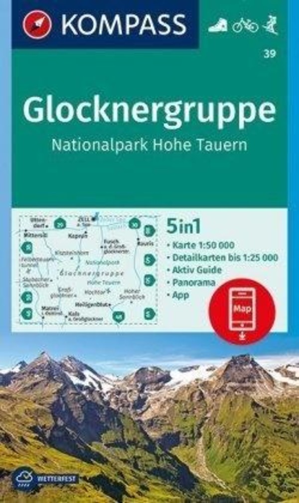 Glocknergruppe Nationalpark Hohe Tauren Travel Map / Glocknergruppe Park Narodowy Wysokich Taurów Mapa turystyczna Skala 1: 50 000