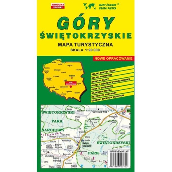 Góry Świętokrzyskie mapa turystyczna Skala: 1:90 000