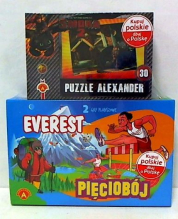 Gra 2w1 Everest i Pięciobój + Puzzle 30 elementów Jak wytresować smoka 2