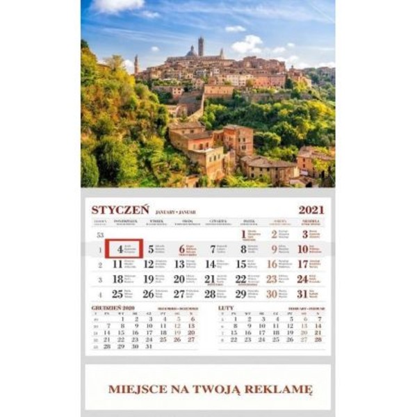 Kalendarz ścienny jednodzielny 2021 Siena (mix wzorów)