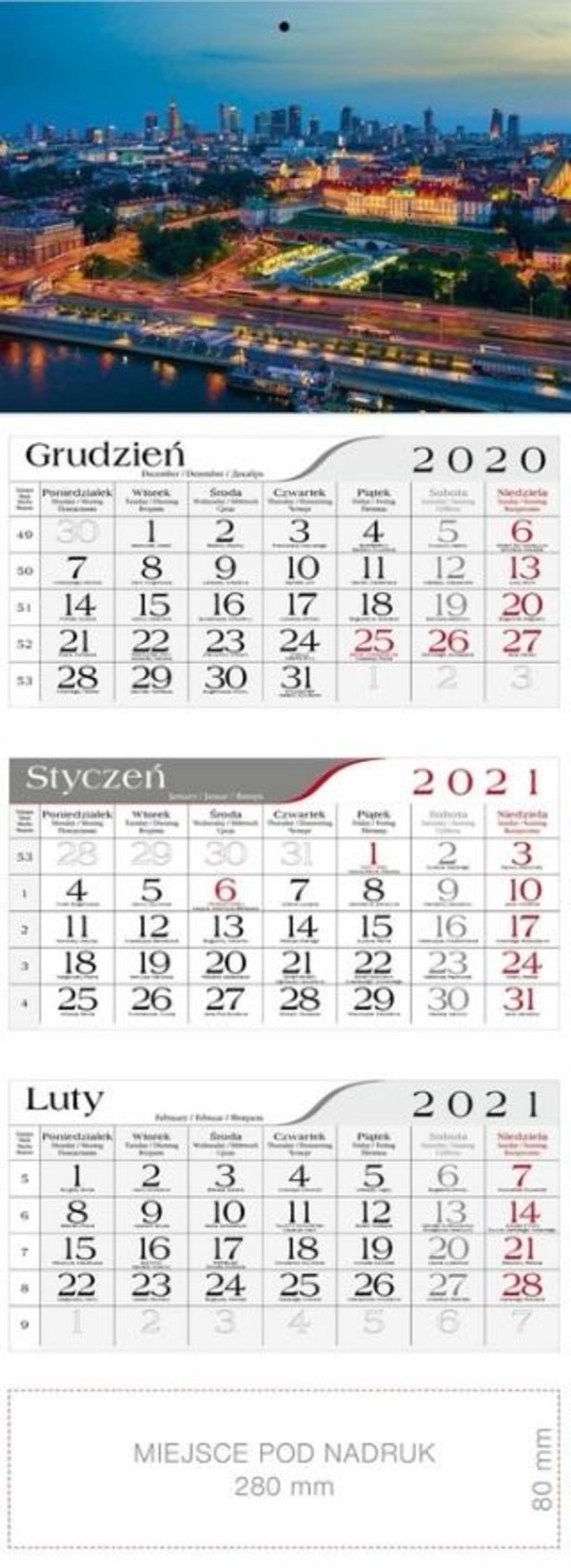 Kalendarz trójdzielny 2021 Warszawa