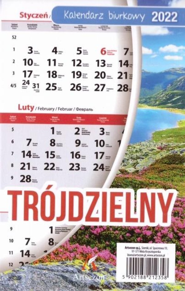 Kalendarz 2022 Biurkowy trójdzielny Lux