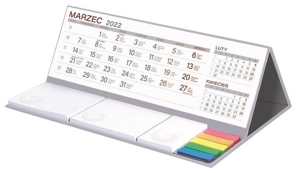 Kalendarz 2022 biurkowy z notesem MAXI szary