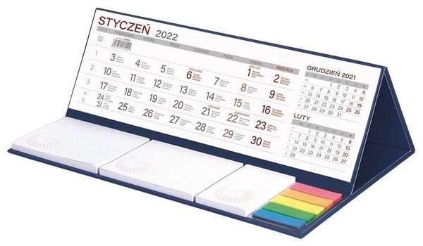 Kalendarz 2022 biurkowy z notesem MAXI granatowy