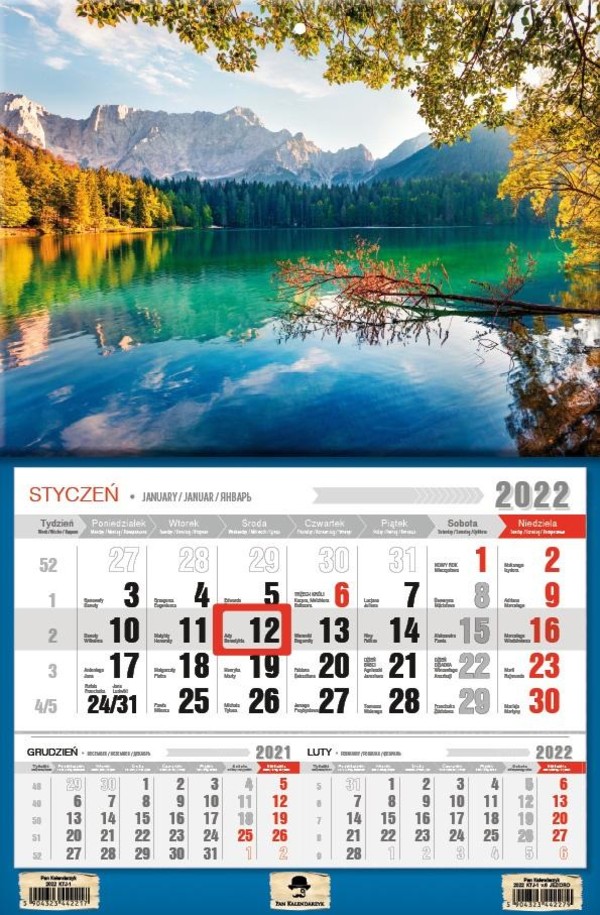 Kalendarz 2022 jednodzielny Jezioro