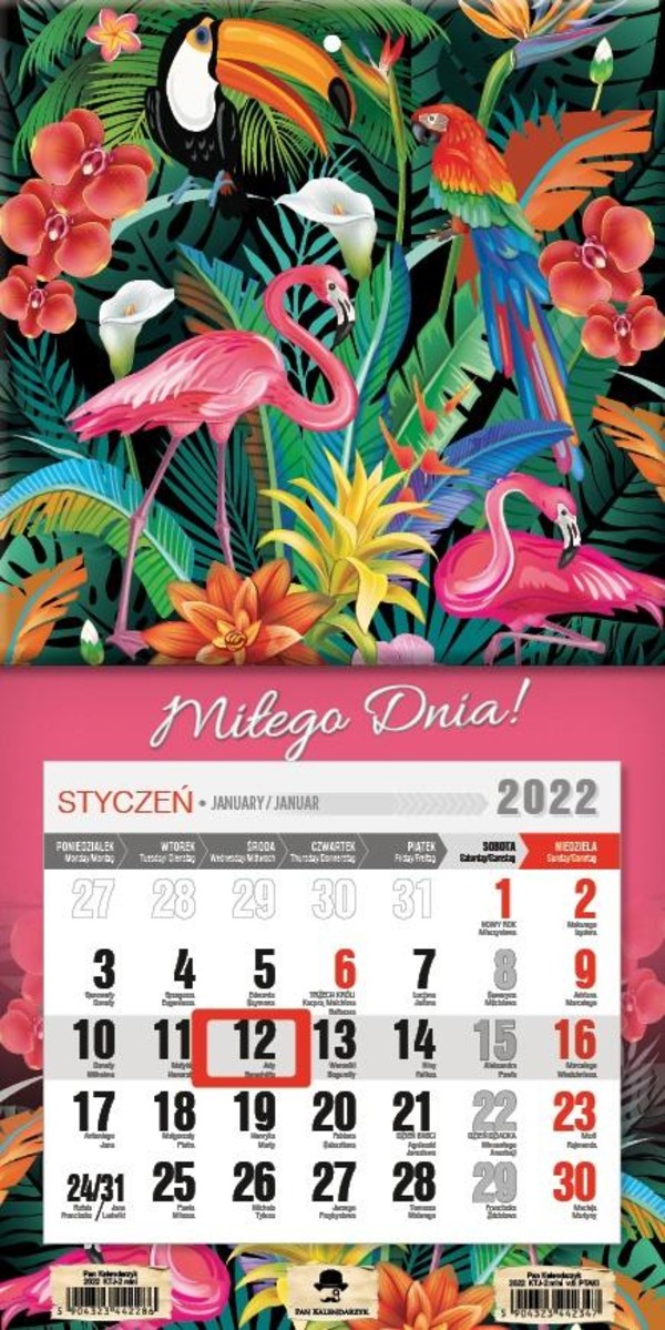 Kalendarz 2022 jednodzielny mini z magnesem Ptaki