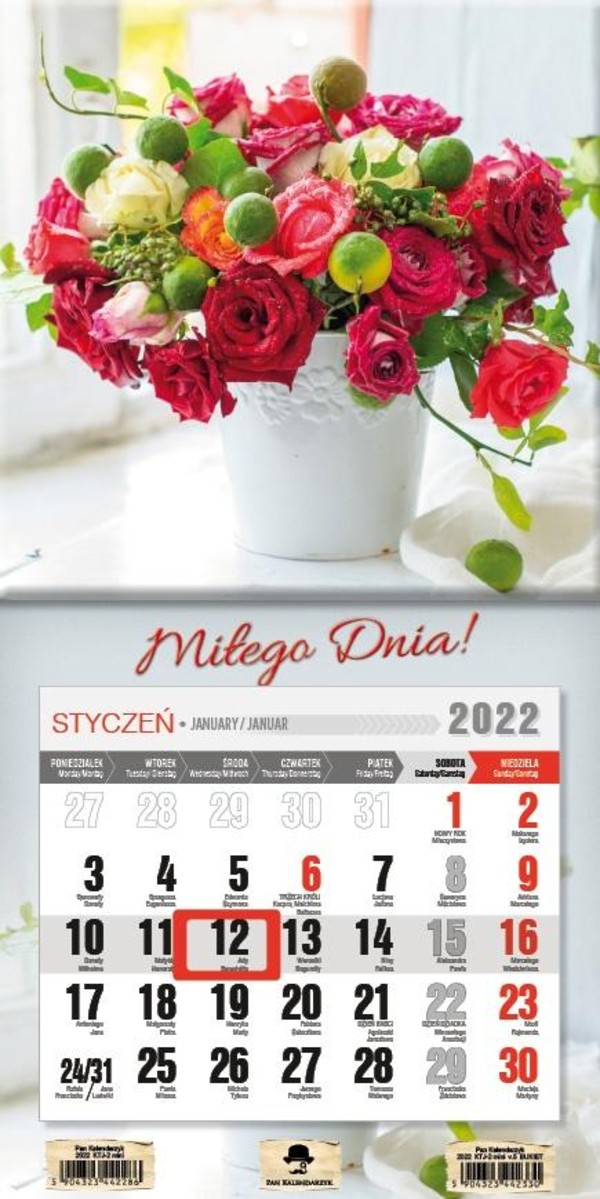 Kalendarz 2022 jednodzielny mini z magnesem Bukiet
