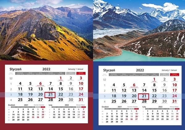 Kalendarz 2022 Jednodzielny z główką LUX