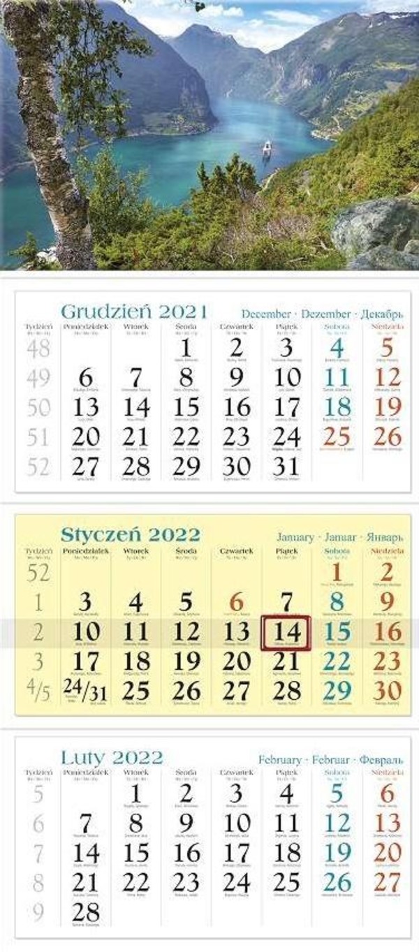 Kalendarz 2022 Trójdzielny Fiord KT8