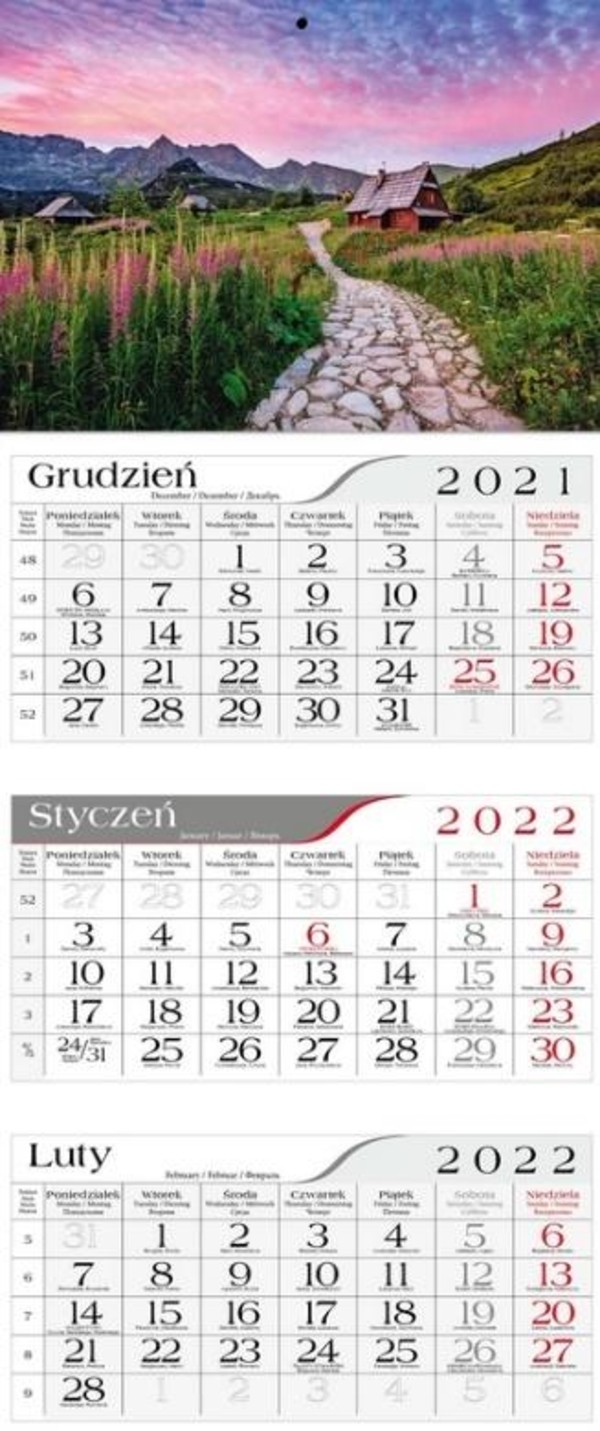 Kalendarz 2022 Trójdzielny Hala gąsienicowa