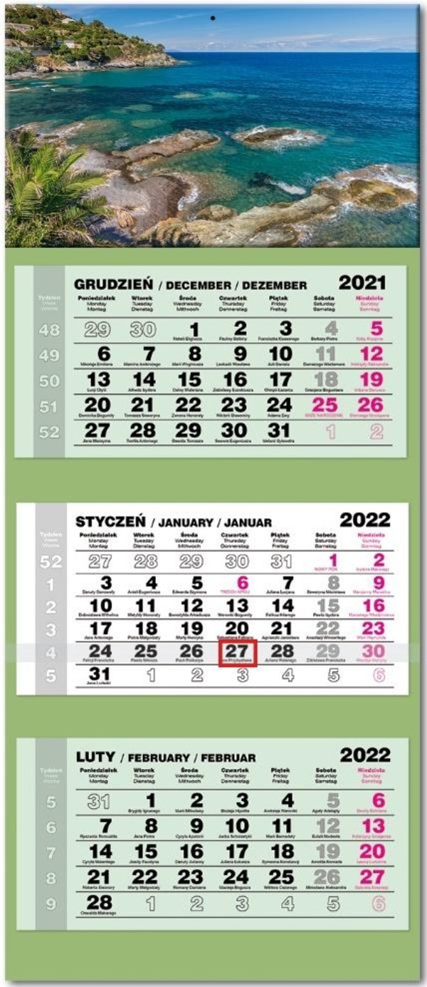 Kalendarz 2022 trójdzielny lux Korsyka