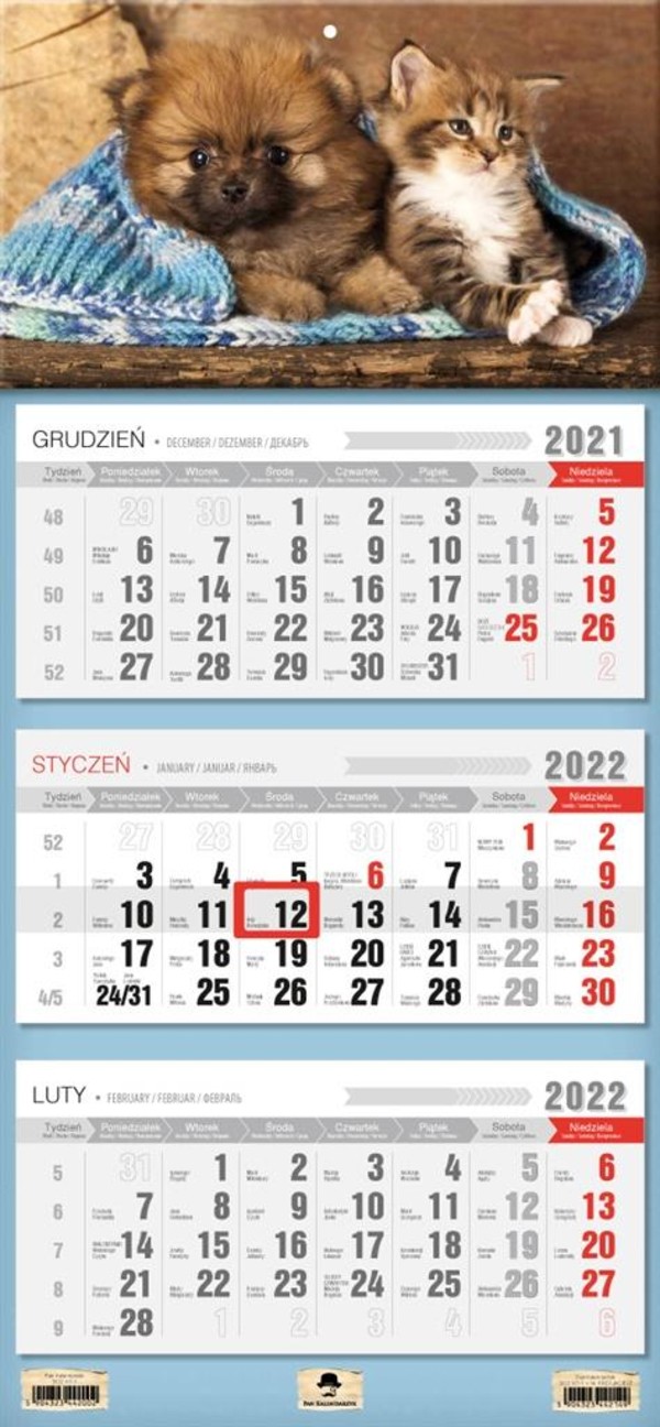 Kalendarz 2022 trójdzielny Przyjaciele
