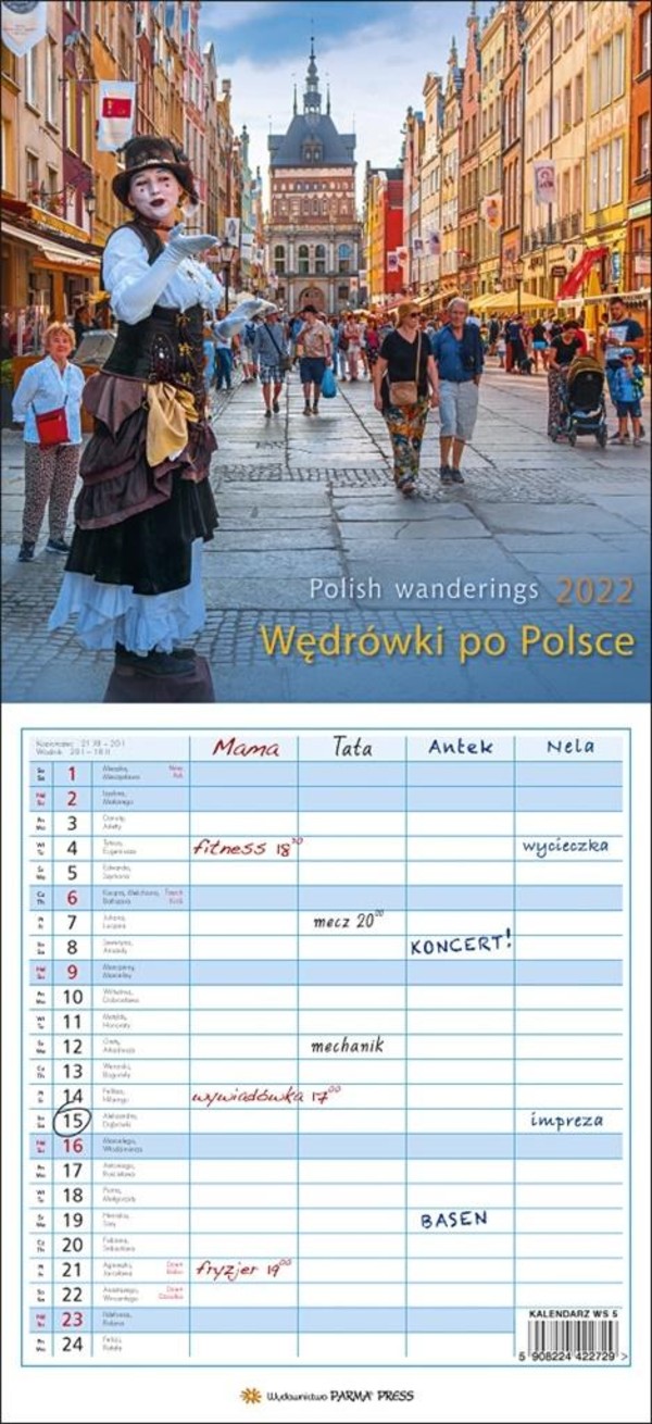 Kalendarz 2022 Wieloplanszowy Wędrówki po Polsce