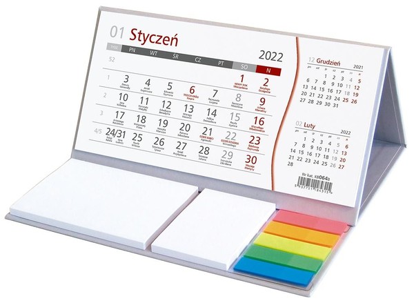 Kalendarz 2022 biurkowy z notesem podkładka szara