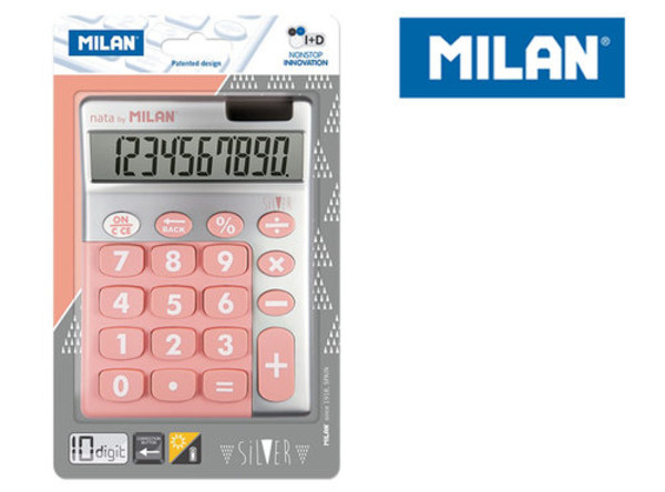 Kalkulator Milan 10 pozycyjny Silver duże klawisze, róż