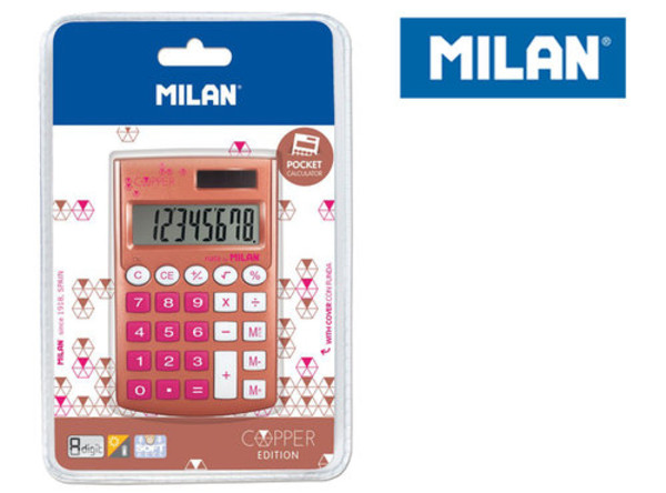 Kalkulator Milan kieszonkowy Copper na blistrze, róż
