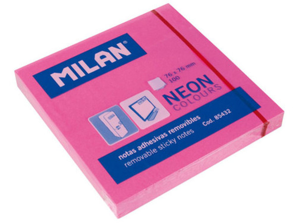 Karteczki Milan neonowe 75x75 mm różowe 80 sztk