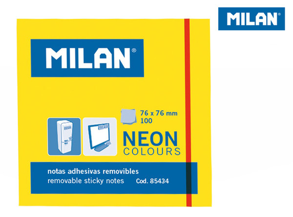 Karteczki Milan samoprzylepne neon żółte