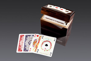 Karty lux w pudełku drewnianym z asami 2 talie