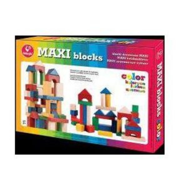 Klocki drewniane Maxi blocks kolorowe 53 elementy