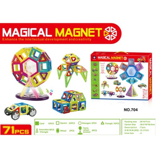 Kolorowe klocki magnetyczne Magical Magnet 71 elementów