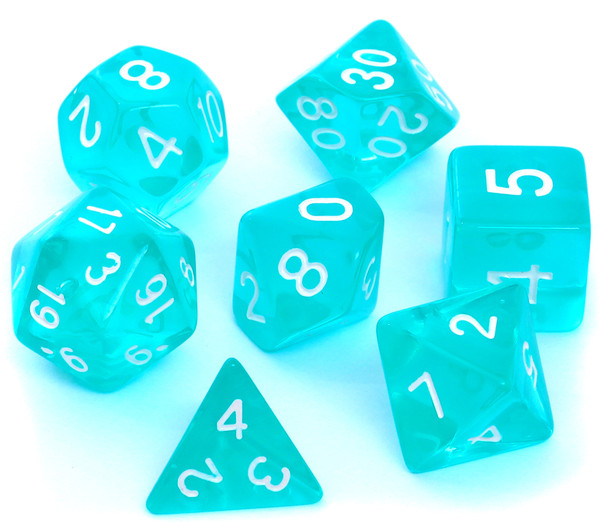 Komplet kości REBEL RPG Kryształowe Błękitne Zestaw siedmiu kości do gier fabularnych