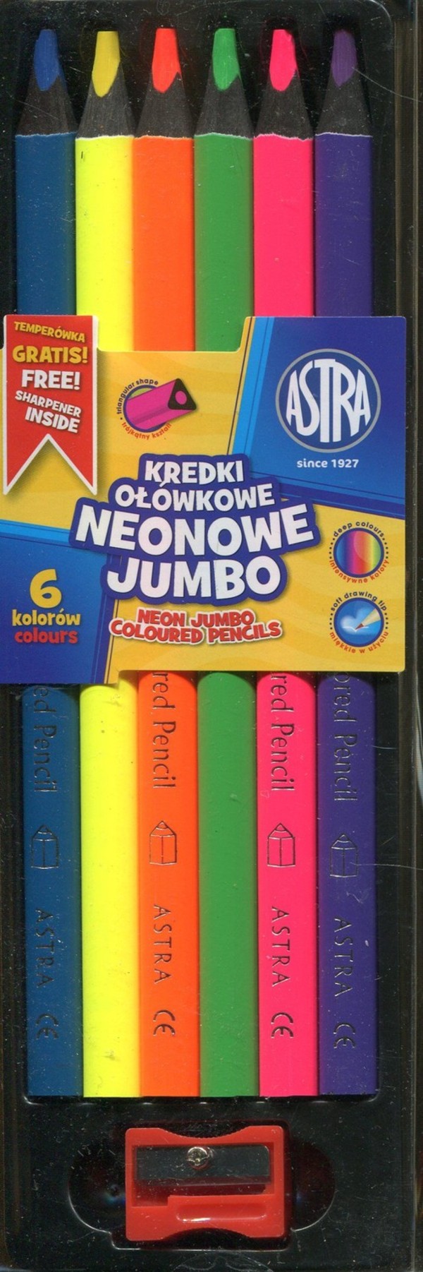 Kredki ołówkowe Jumbo neonowe 6 kolorów