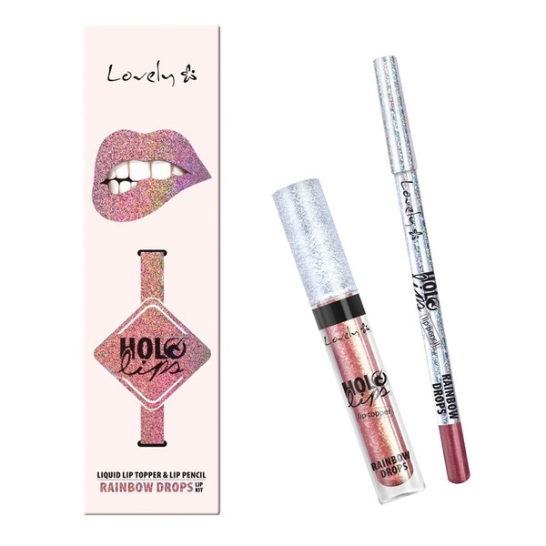Holo Lips Liquid Lip Topper & Lip Pencil 3 Rainbow Drops Wielofunkcyjny zestaw do makijażu ust